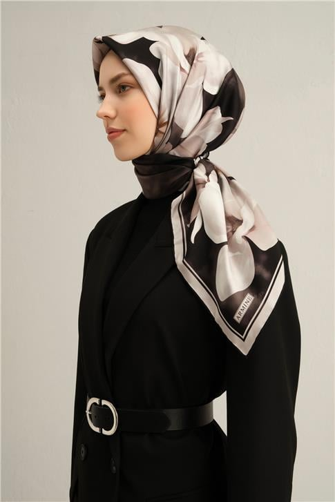Armine Çiçek Desenli Saf İpek Sura Eşarp 9305D 85