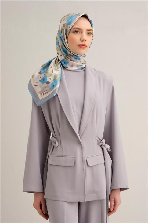 Armine Çiçek Desenli Saf İpek Sura Eşarp 9300D 04