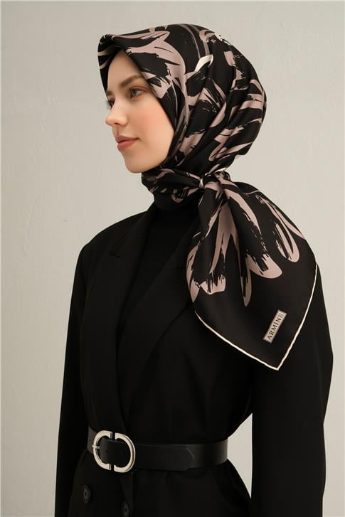Armine Çiçek Desenli Saf İpek Sura Eşarp 9322D 13