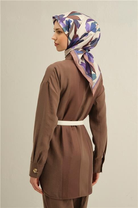 Armine Çiçek Desenli Saf İpek Twill Eşarp 9312D 81