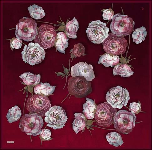 Armine Çiçek Desenli Saf İpek Twill Eşarp 9419D 55