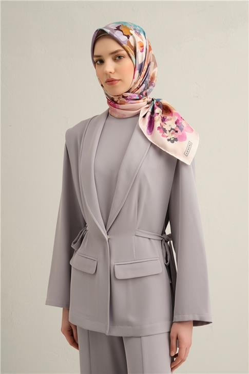 Armine Çiçek Desenli Saf İpek Twill Eşarp 9334D 39