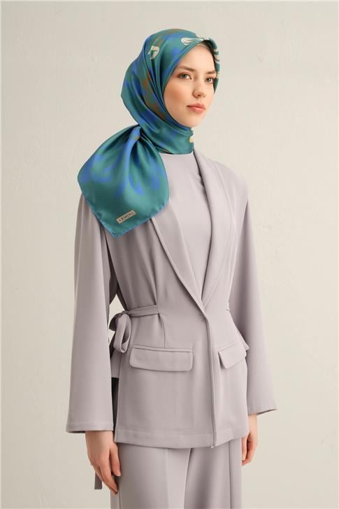 Armine Çiçek Desenli Saf İpek Twill Eşarp 9322D 37