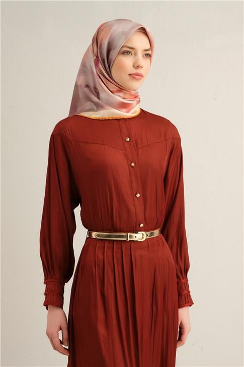 Armine Çiçek Desenli Saf İpek Twill Eşarp 9310D 37