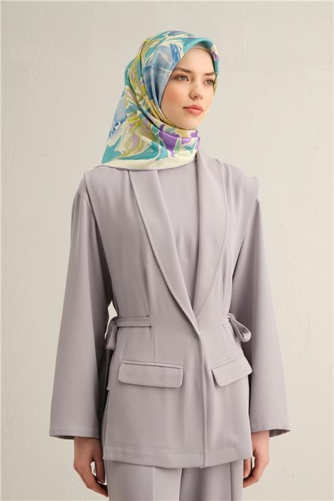 Armine Çiçek Desenli Saf İpek Twill Eşarp 9337D 80