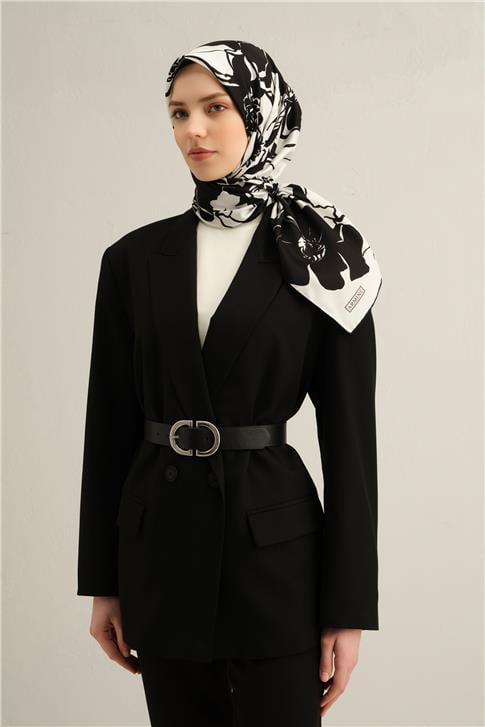 Armine Çiçek Desenli Saf İpek Twill Eşarp 9344D 44