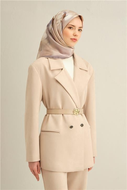 Armine Çiçek Desenli Saf İpek Twill Eşarp 9305D 06