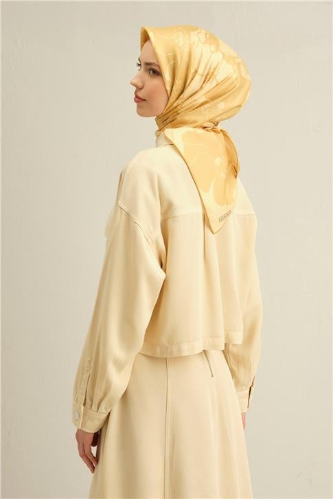 Armine Çiçek Desenli Saf İpek Twill Eşarp 9344D 33