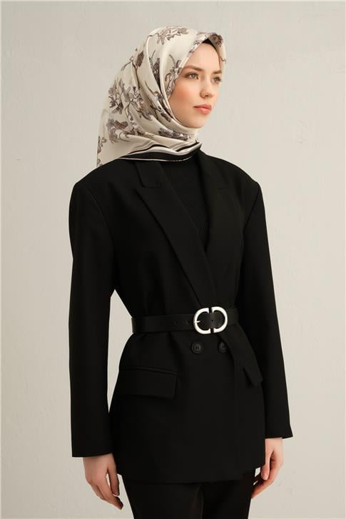 Armine Çiçek Desenli Saf İpek Twill Eşarp 9316D 85