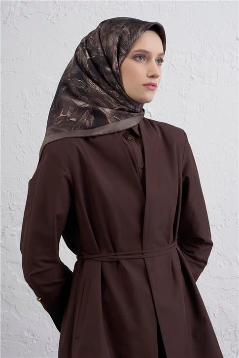 Armine Çiçek Desenli Saf İpek Twill Eşarp 9409D 82