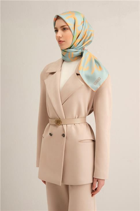 Armine Çiçek Desenli Saf İpek Twill Eşarp 9322D 04