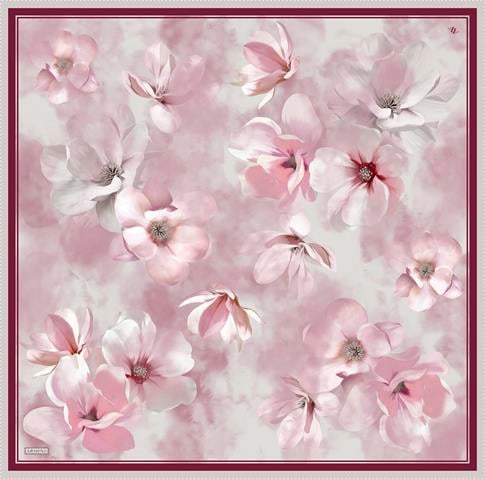 Armine Çiçek Desenli Saf İpek Twill Eşarp 9305D 86
