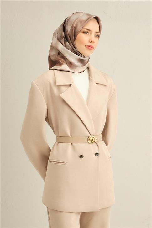 Armine Çiçek Desenli Saf İpek Twill Eşarp 9310D 86