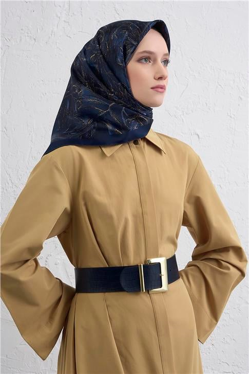 Armine Çiçek Desenli Saf İpek Twill Eşarp 9409D 81