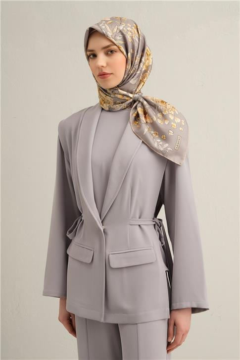 Armine Çiçek Desenli Saf İpek Twill Eşarp 9347D 52