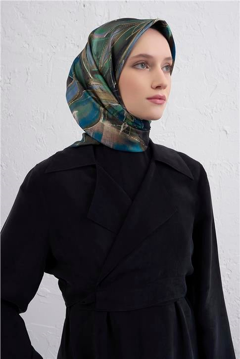 Armine Çiçek Desenli Saf İpek Twill Eşarp 9406D 35