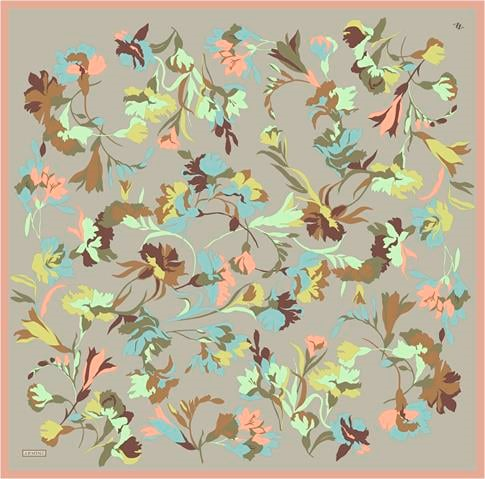 Armine Çiçek Desenli Saf İpek Twill Eşarp 9342D 02
