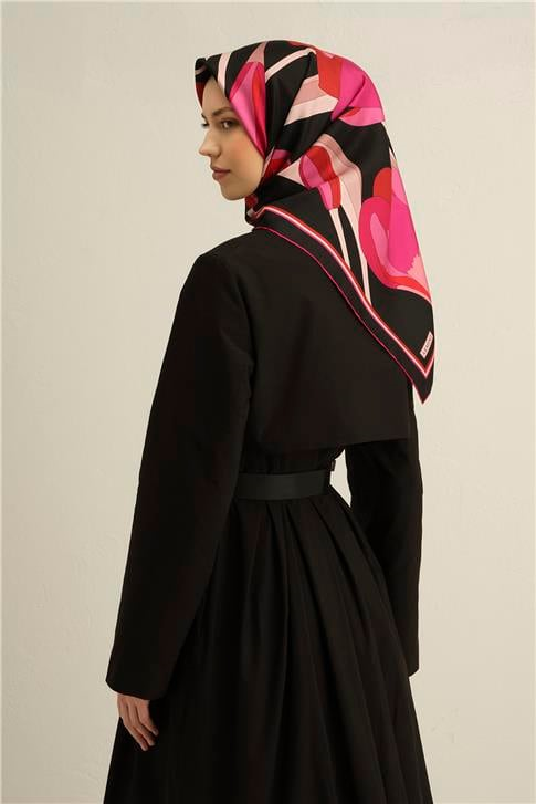 Armine Çiçek Desenli Saf İpek Twill Eşarp 9302D 82