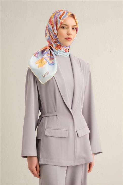 Armine Çiçek Desenli Saf İpek Twill Eşarp 9332D 58