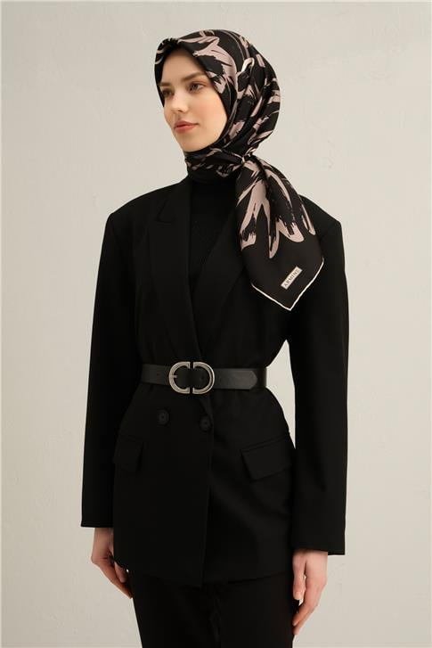 Armine Çiçek Desenli Saf İpek Twill Eşarp 9322D 13