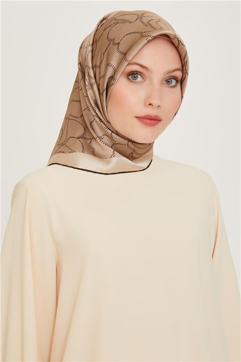 Armine Çiçek Desenli Sura Saf İpek Eşarp 9222D 33