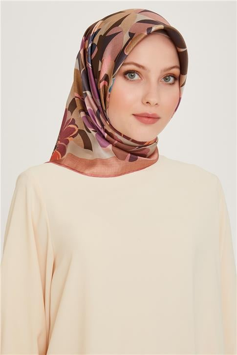 Armine Çiçek Desenli Sura Saf İpek Eşarp 9238D 82