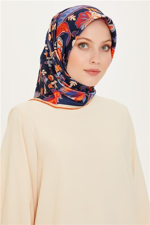 Armine Çiçek Desenli Sura Saf İpek Eşarp 9227D 53 31