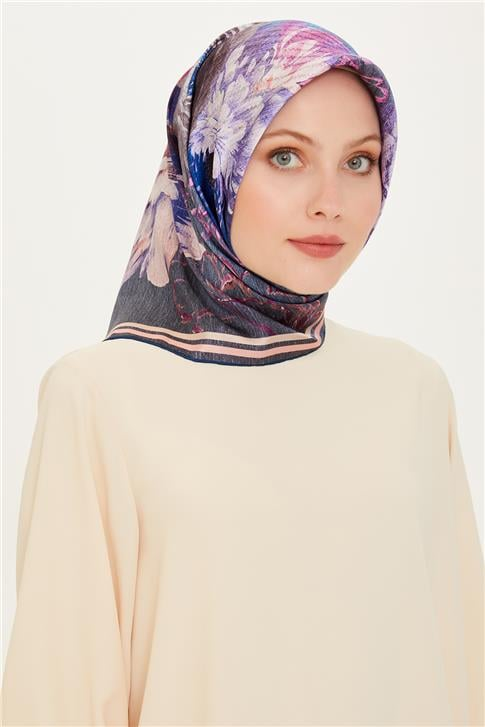 Armine Çiçek Desenli Sura Saf İpek Eşarp 9220D 32