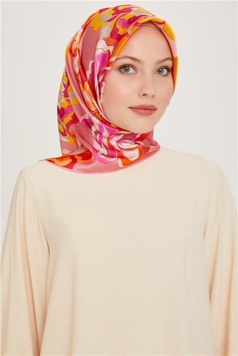 Armine Çiçek Desenli Sura Saf İpek Eşarp 9234D 01 53
