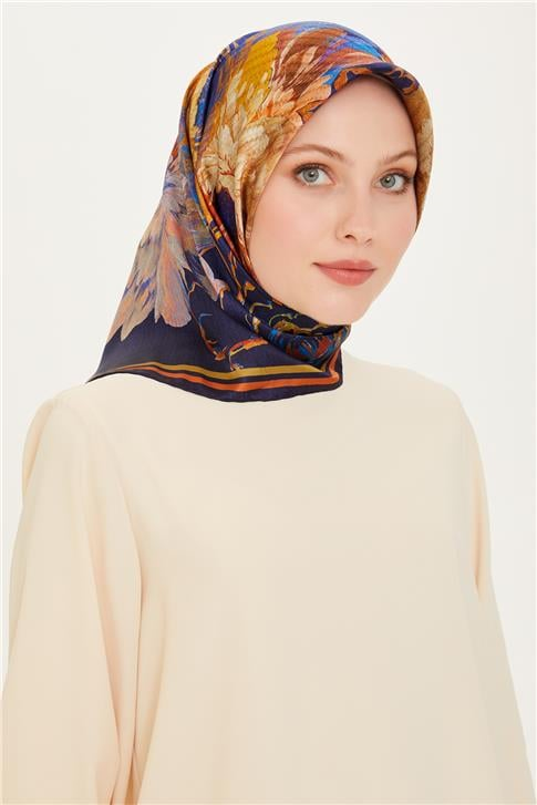 Armine Çiçek Desenli Sura Saf İpek Eşarp 9220D 07