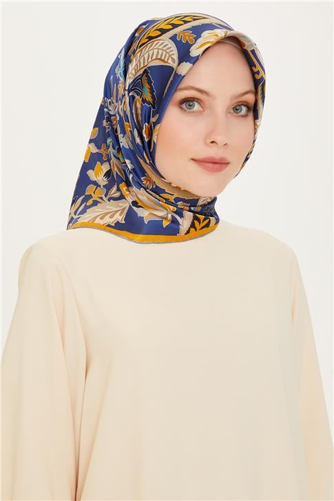 Armine Çiçek Desenli Sura Saf İpek Eşarp 9227D 53 83