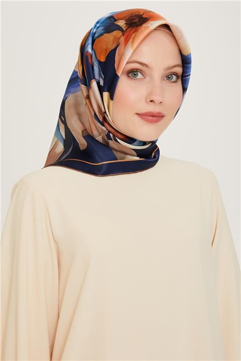 Armine Çiçek Desenli Sura Saf İpek Eşarp 9205D 84 84