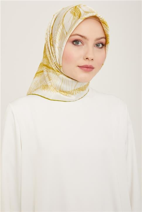 Armine Çiçek Desenli Twill İpek Eşarp 24Ya9121 1 31