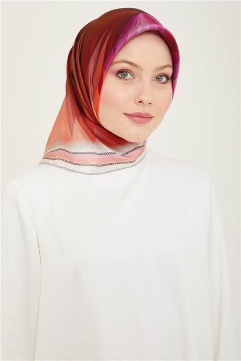 Armine Çiçek Desenli Twill İpek Eşarp 24Ya9112 34 21