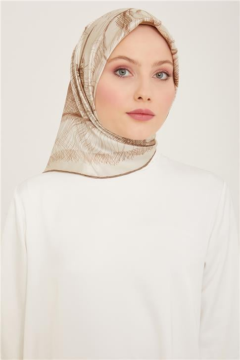 Armine Çiçek Desenli Twill İpek Eşarp 24Ya9121 1 33