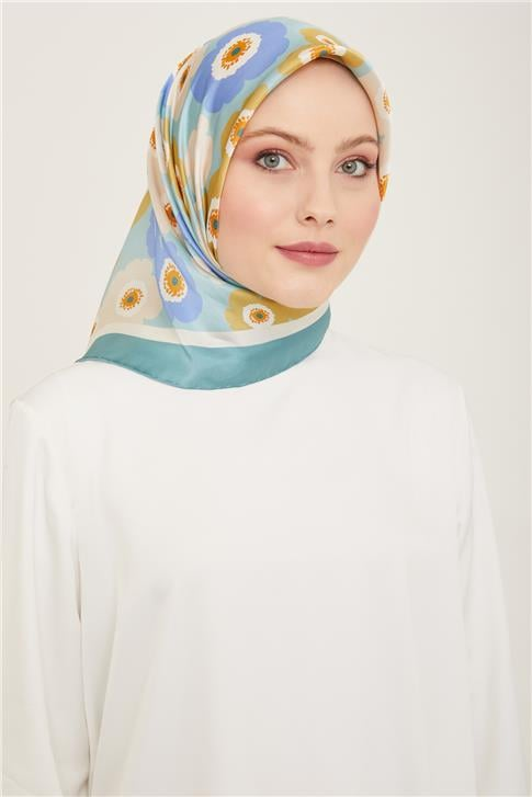 Armine Çiçek Desenli Twill İpek Eşarp 24Ya9106 54 02