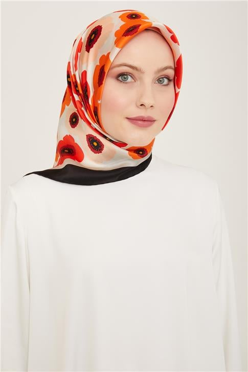 Armine Çiçek Desenli Twill İpek Eşarp 24Ya9106 54 04