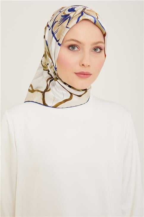 Armine Çiçek Desenli Twill İpek Eşarp 24Ya9110 5 83