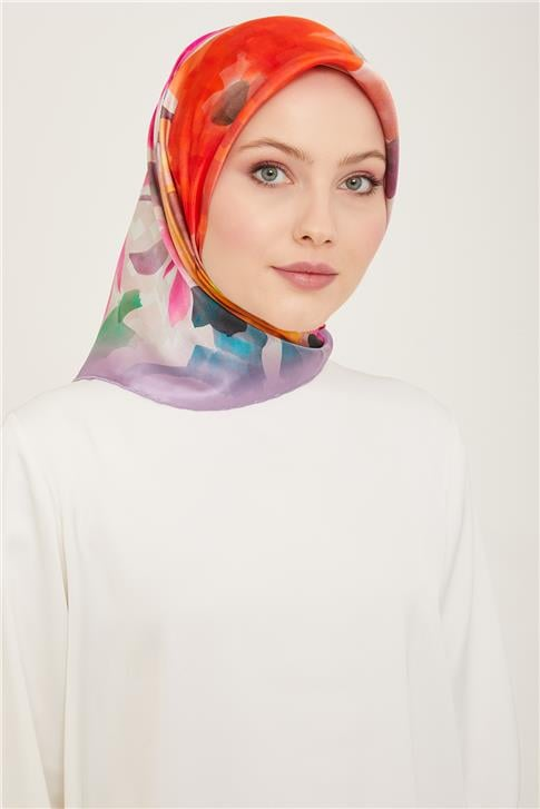 Armine Çiçek Desenli Twill İpek Eşarp 24Ya9103 81 51