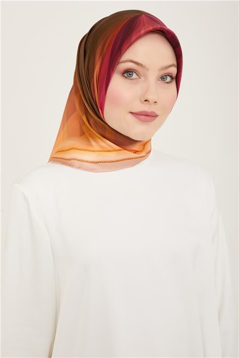 Armine Çiçek Desenli Twill İpek Eşarp 24Ya9112 34 05