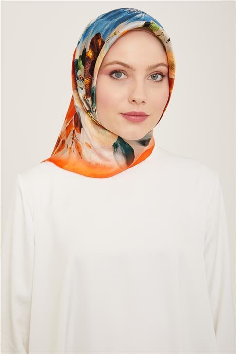 Armine Çiçek Desenli Twill İpek Eşarp 24Ya9133 36 35
