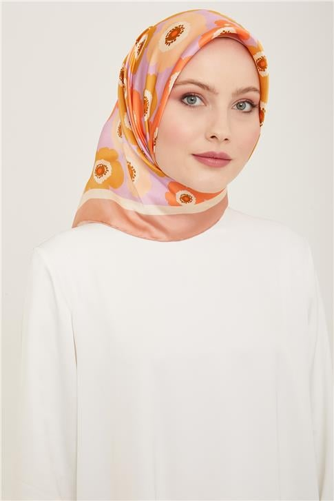 Armine Çiçek Desenli Twill İpek Eşarp 24Ya9106 54 09