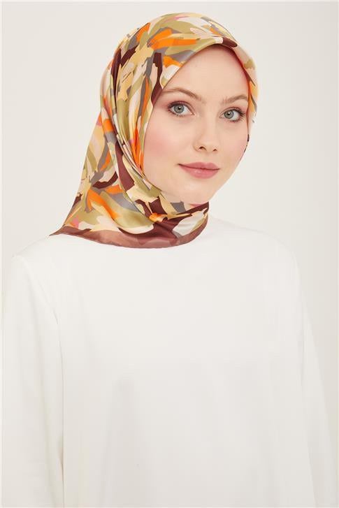 Armine Çiçek Desenli Twill İpek Eşarp 24Ya9140 51 80