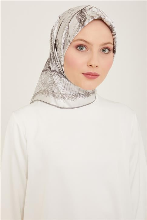 Armine Çiçek Desenli Twill İpek Eşarp 24Ya9121 1 32