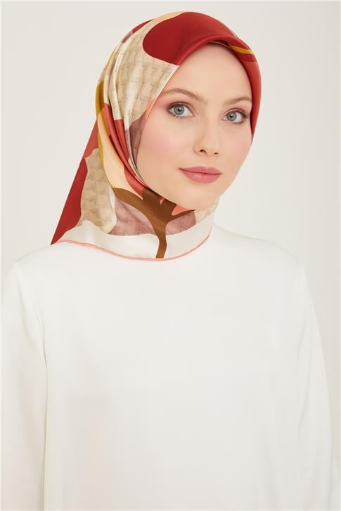 Armine Çiçek Desenli Twill İpek Eşarp 24Ya9119 14 33