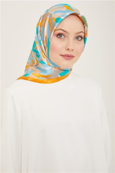 Armine Çiçek Desenli Twill İpek Eşarp 24Ya9140 51 51