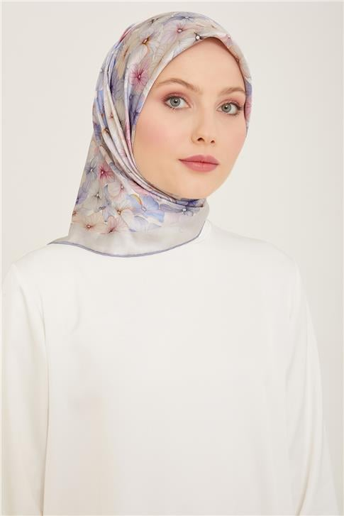 Armine Çiçek Desenli Twill İpek Eşarp 24Ya9108 83 21