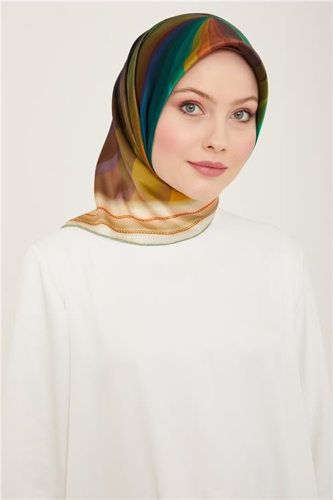 Armine Çiçek Desenli Twill İpek Eşarp 24Ya9112 34 33