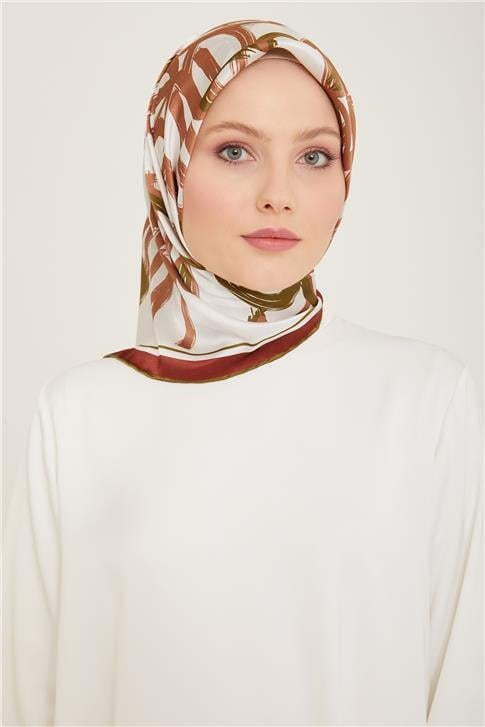Armine Çiçek Desenli Twill İpek Eşarp 24Ya9123 5 53