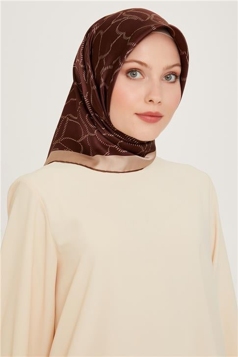 Armine Çiçek Desenli Twill Saf İpek Eşarp 9222D 85